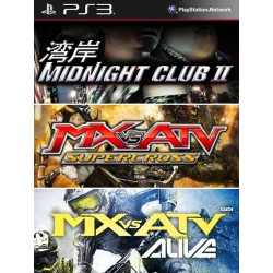 3 juegos en 1 Midnight Club 2 mas MX vs. ATV: Supercross mas MX vs ATV: Alive  ps3