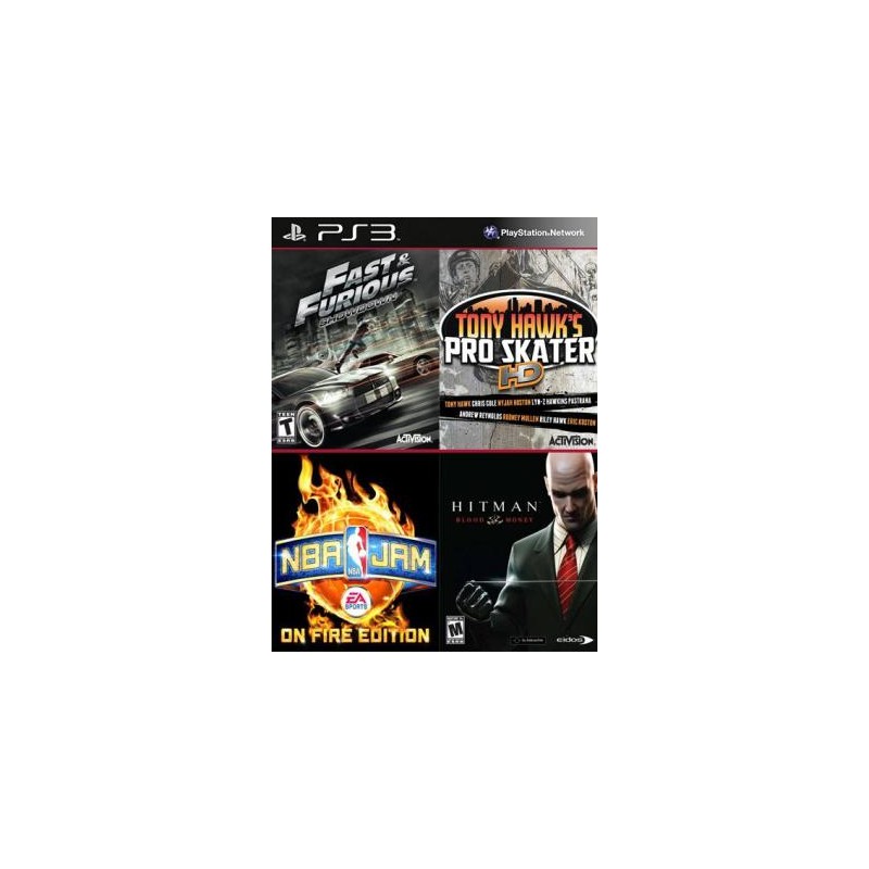 4 juegos en 1 Fast Furious Showdown Mas NBA JAM On Fire Edition Mas Tony Hawks Pro Skater HD Mas Hitman Blood Money HD Ps3