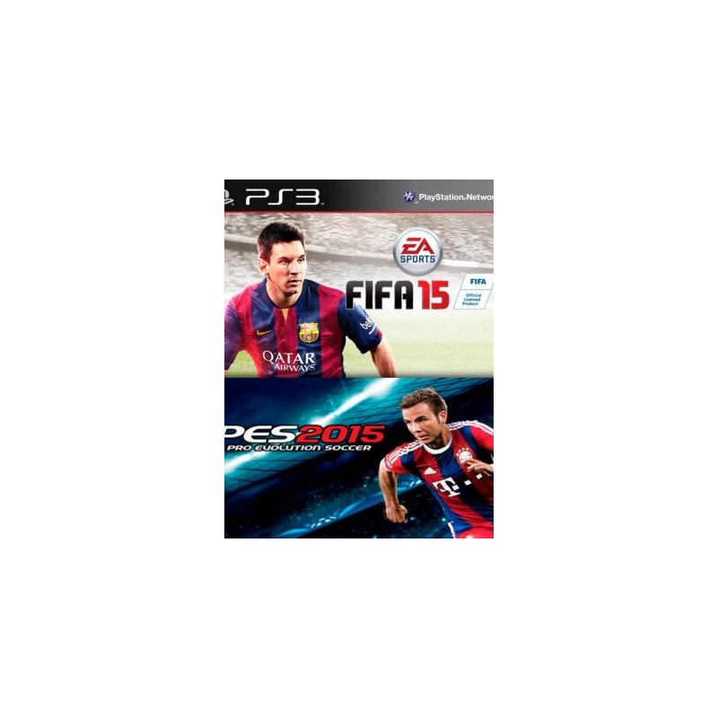 2 JUEGOS EN 1 DE FIFA 15 + PRO EVOLUTION SOCCER 2015 PS3