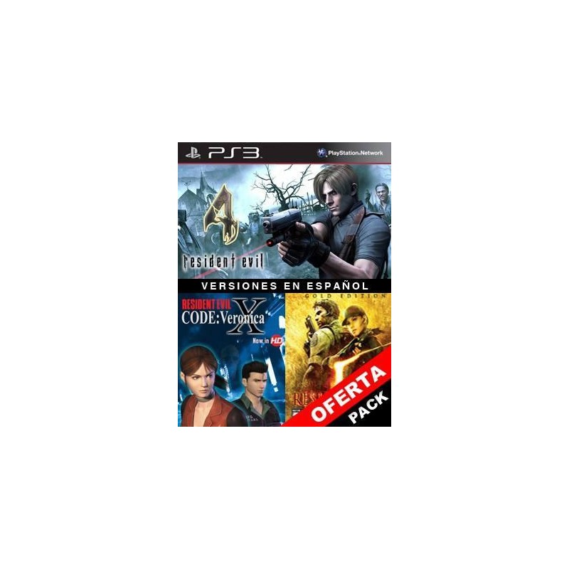 3 juegos en 1 Resident Evil 4 Mas RESIDENT EVIL CODE: Veronica X Mas RESIDENT EVIL 5 GOLD EDITION