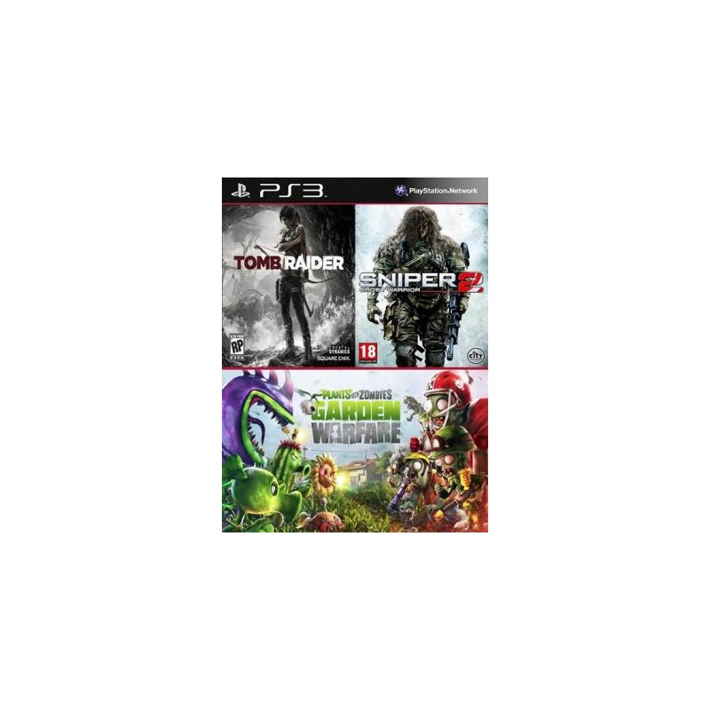 3 juegos en 1 Tomb Raider Digital Edition Mas Sniper Ghost Warrior 2 Mas Plants vs. Zombies Garden Warfare PS3