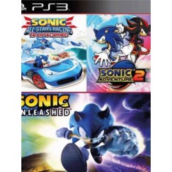3 juegos en 1 Sonic Unleashed Mas Sonic Adventure 2 Mas Sonic All Stars Racing Transformed